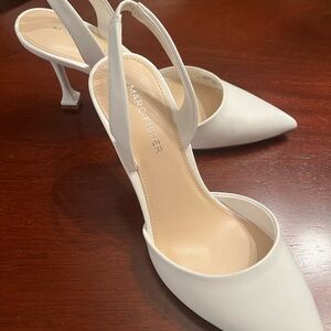 Marc Fisher White Kitten Heel Slingback Pumps